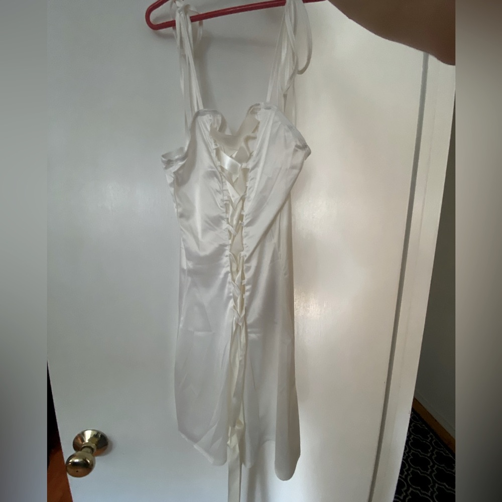 Satin lace up minidress